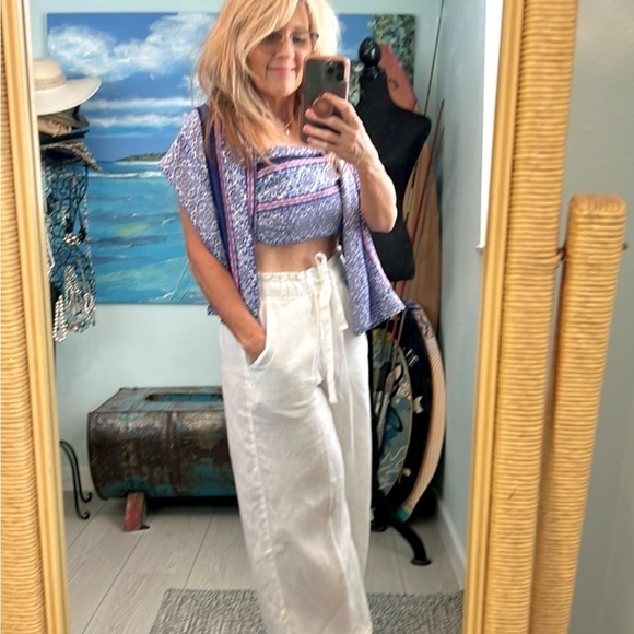 Anthro’s Cloth & Stone,Timeless, Classic Cream Palazzo Pants, Size Small - Picture 9 of 13